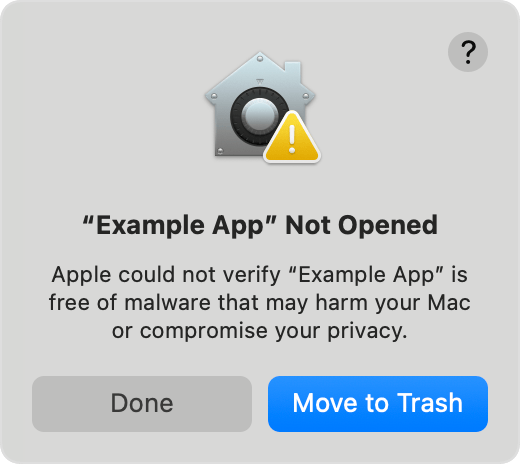 Actual macOS Gatekeeper Alert Dialog